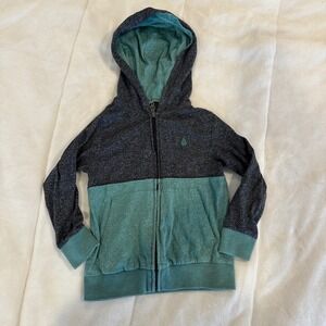 Volcom Boys Heathered Gray & Green Full Zip Hoodie Size 4T‎